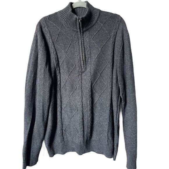 HAGGAR Clothing Men’s Charcoal Gray Knit Sweater w/Diamond Designs (Size: XL) - Picture 5 of 10